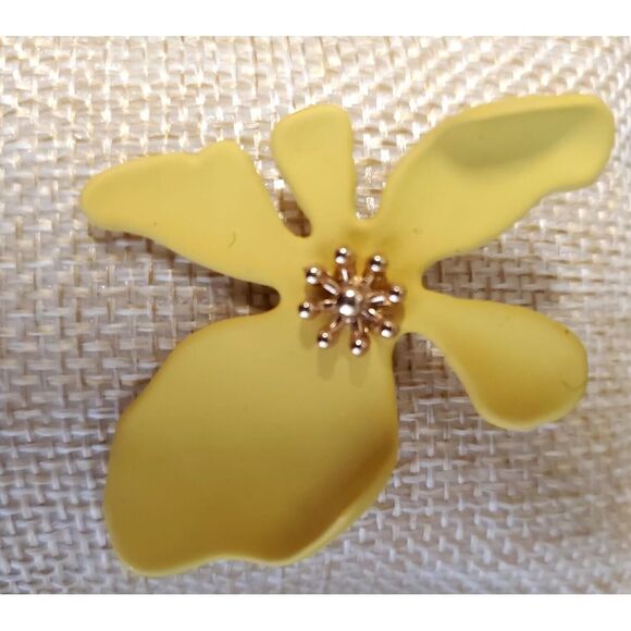 Floweragrant Earrings Exaggerated Yellow Flower Gold Cent 925 Anti Allergy Posts - Picture 7 of 11